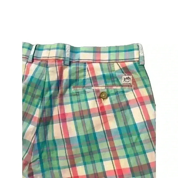 Southern Tide SkipJack Plaid Shorts Casual Flat Stretch Chino Mens Size 35 - Picture 1 of 11